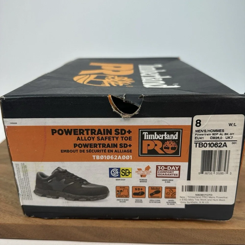 New Mens Timberland Pro Powertrain Gray Oxford Alloy Safety Toe Shoes Sz 8‎ W